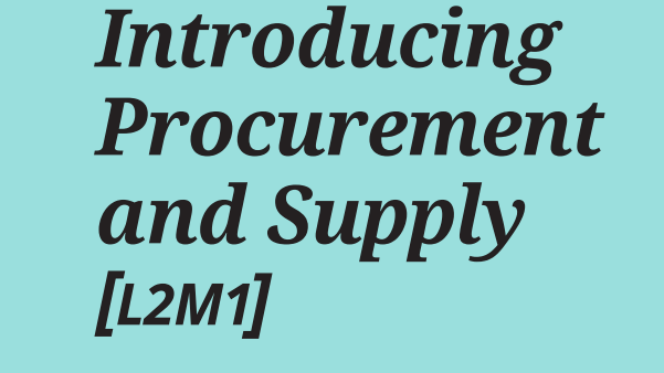 Introducing procurement and supply