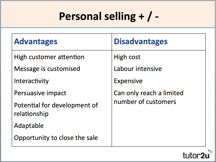 advantages and disadvantages of personal selling